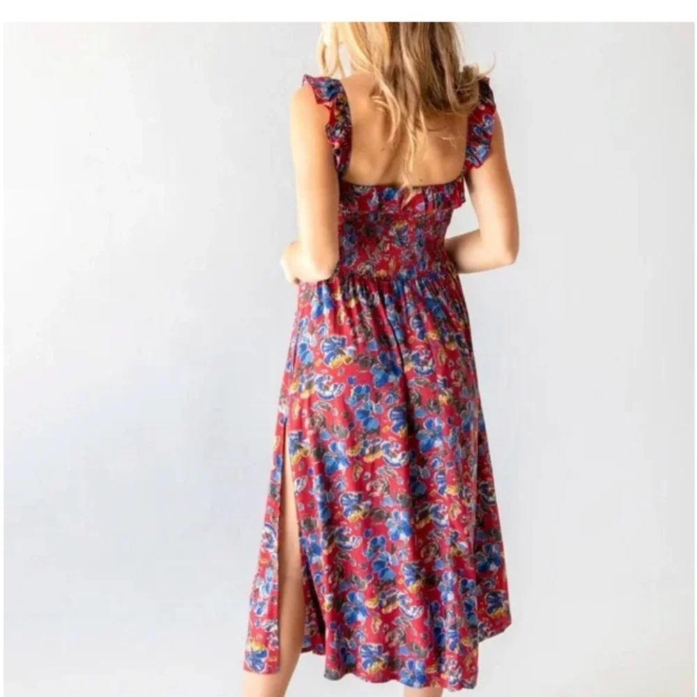 NATURAL LIFE Megan Black and Burgundy Floral Midi Dress, Size Small - Picture 8 of 10